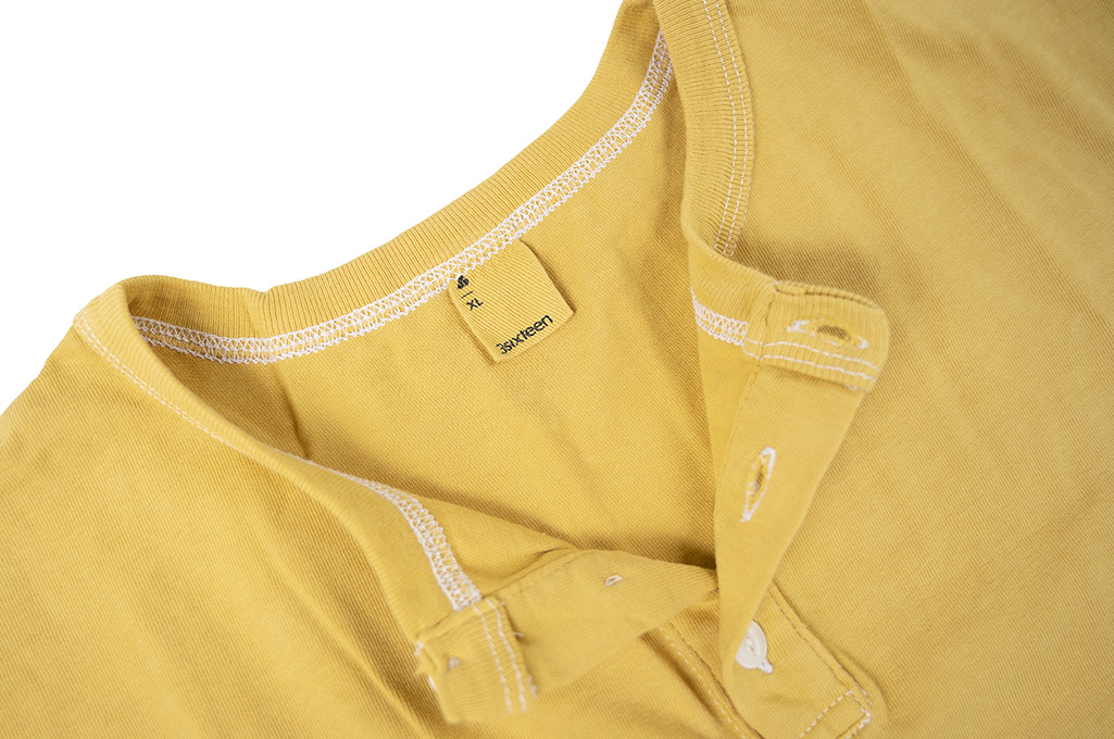 3sixteen Arcoíris Collection / Overdyed Short Sleeve Henley - Yellowish - Image 2