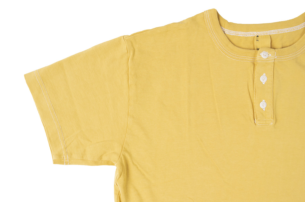 3sixteen Arcoíris Collection / Overdyed Short Sleeve Henley - Yellowish - Image 4