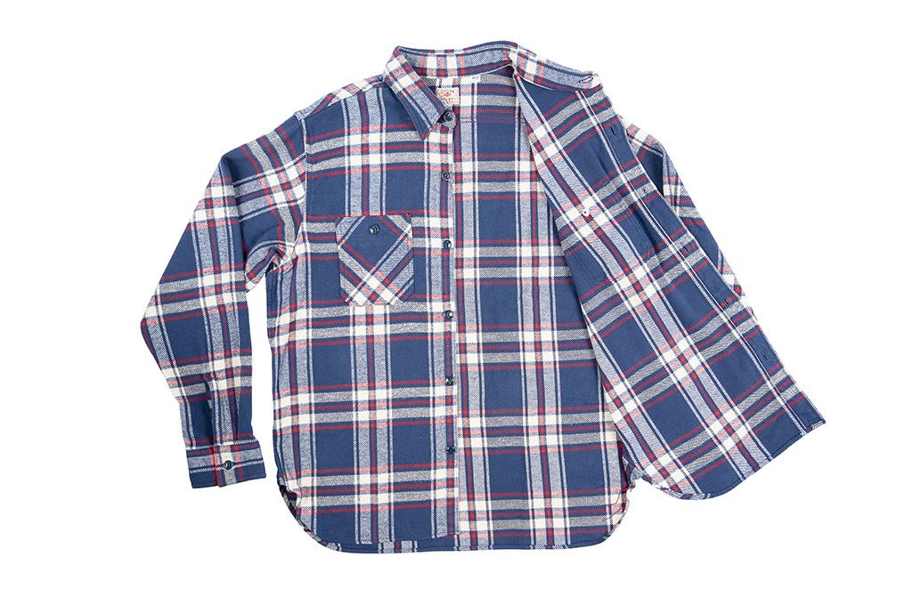 Sugar Cane Twill Check Flannel Shirt - Lot. 28746 Dark Blue/Red Plaid 