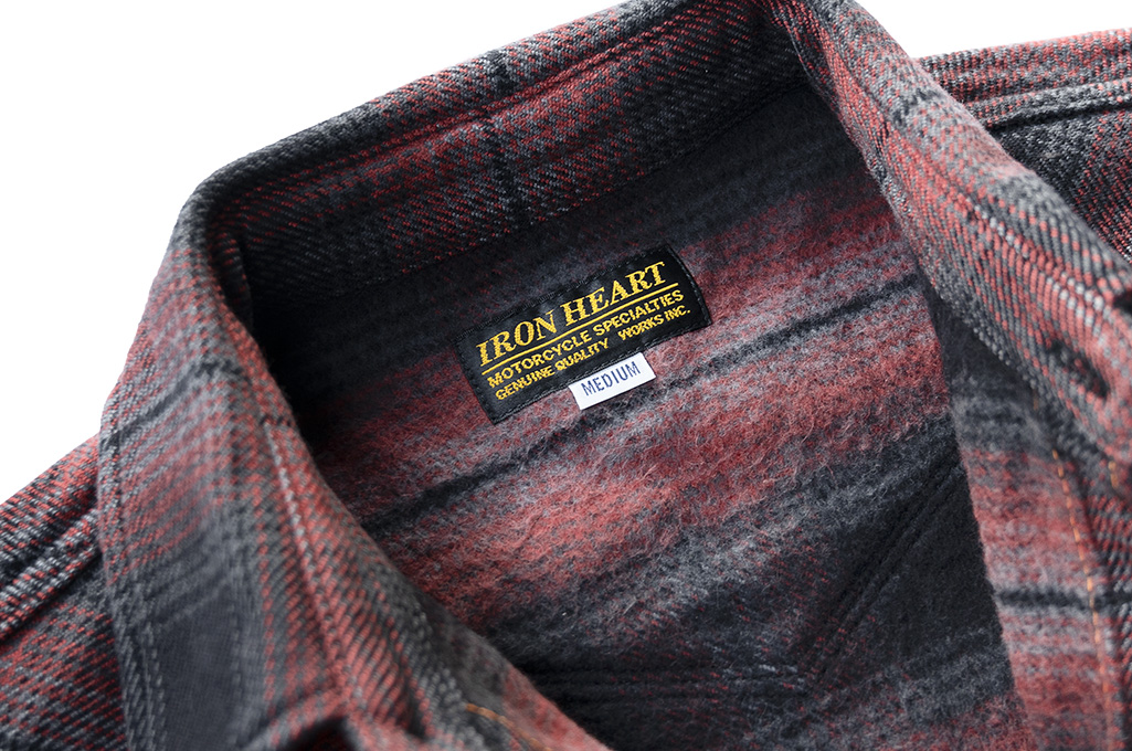Iron Heart Ultra-Heavy Flannel - Ombre Check 304 Red - Image 4