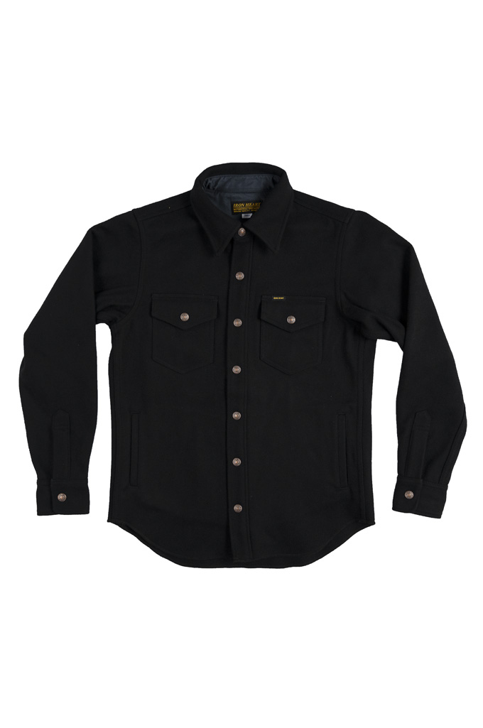 Iron Heart Melton Wool CPO Shirt - 306 Black - Image 4