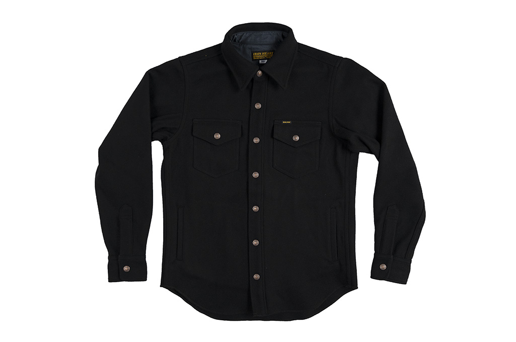 Iron Heart Melton Wool CPO Shirt - 306 Black - Image 5