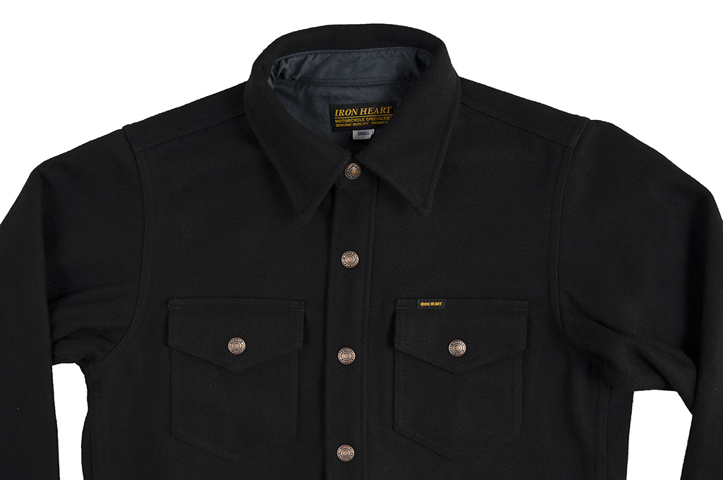 Iron Heart Melton Wool CPO Shirt - 306 Black - Image 6