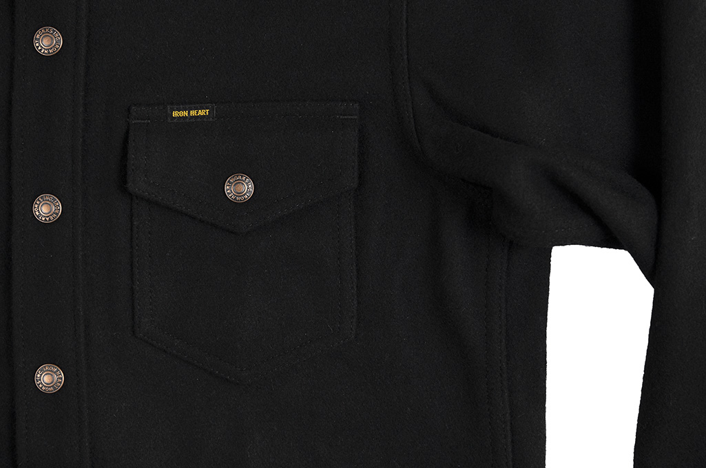 Iron Heart Melton Wool CPO Shirt - 306 Black - Image 8