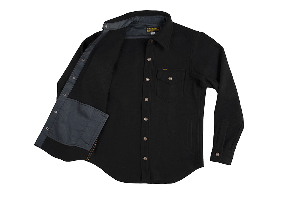 Iron Heart Melton Wool CPO Shirt - 306 Black - Image 13