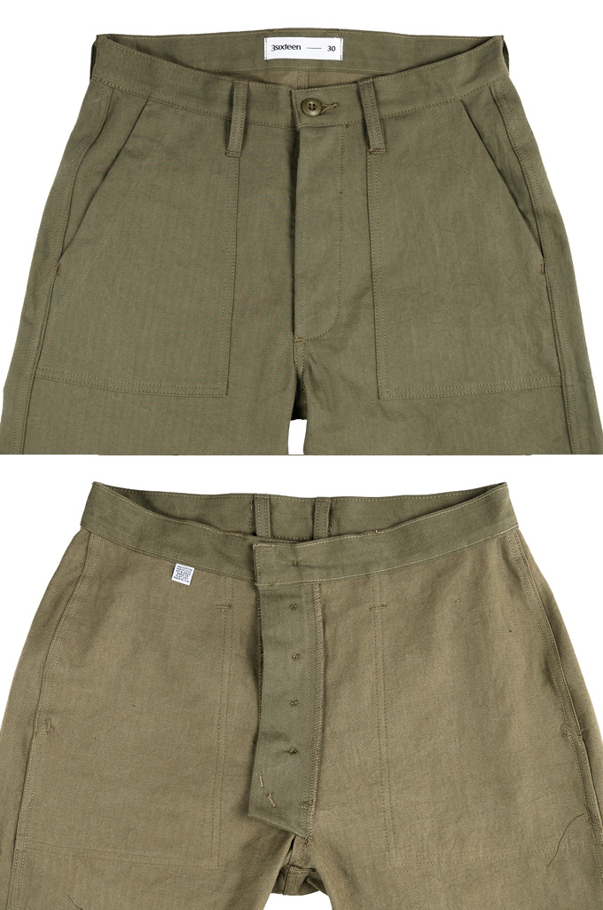 3sixteen Fatigue Pant - Washed Olive HBT - Image 1