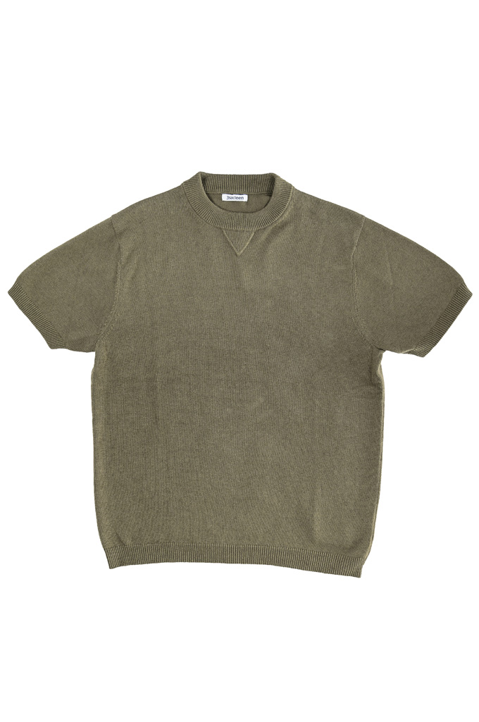 3sixteen Cotton/Linen Knit Short Sleeve T-Shirt - Olive
