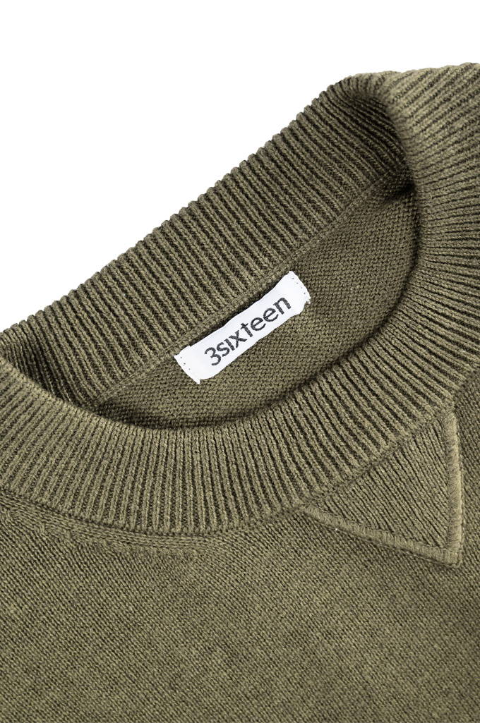 3sixteen Cotton/Linen Knit Short Sleeve T-Shirt - Olive - Image 3