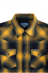 Iron Heart 9oz Rope-Dyed Indigo Western - Ombre Check Yellow - Image 6
