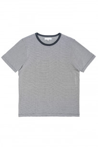 Merz B. Schwanen 2-Thread Heavy Weight T-Shirt - New Fine Charcoal Stripe - 215.9802 - Image 1