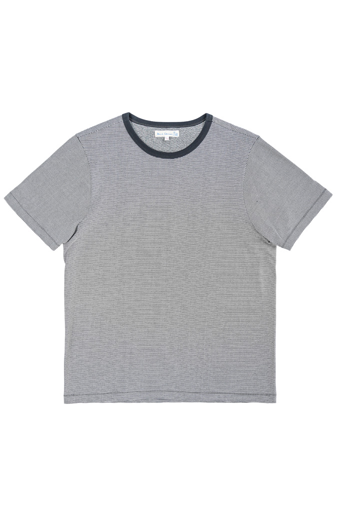 Merz B. Schwanen 2-Thread Heavy Weight T-Shirt - New Fine Charcoal Stripe - Image 1