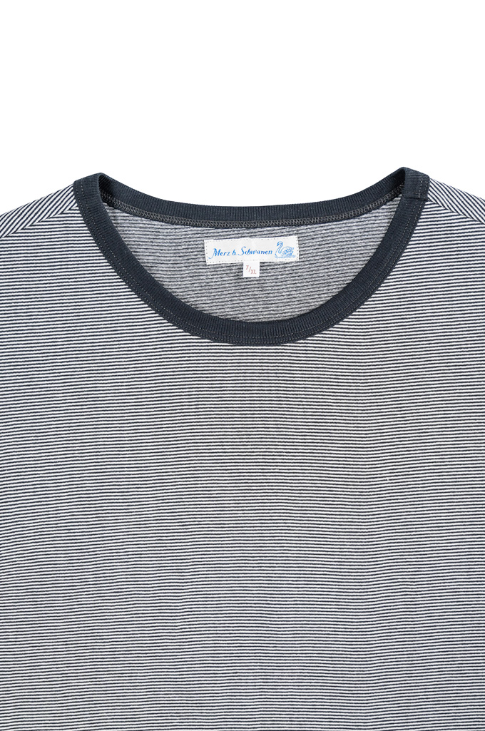 Merz B. Schwanen 2-Thread Heavy Weight T-Shirt - New Fine Charcoal Stripe - Image 3