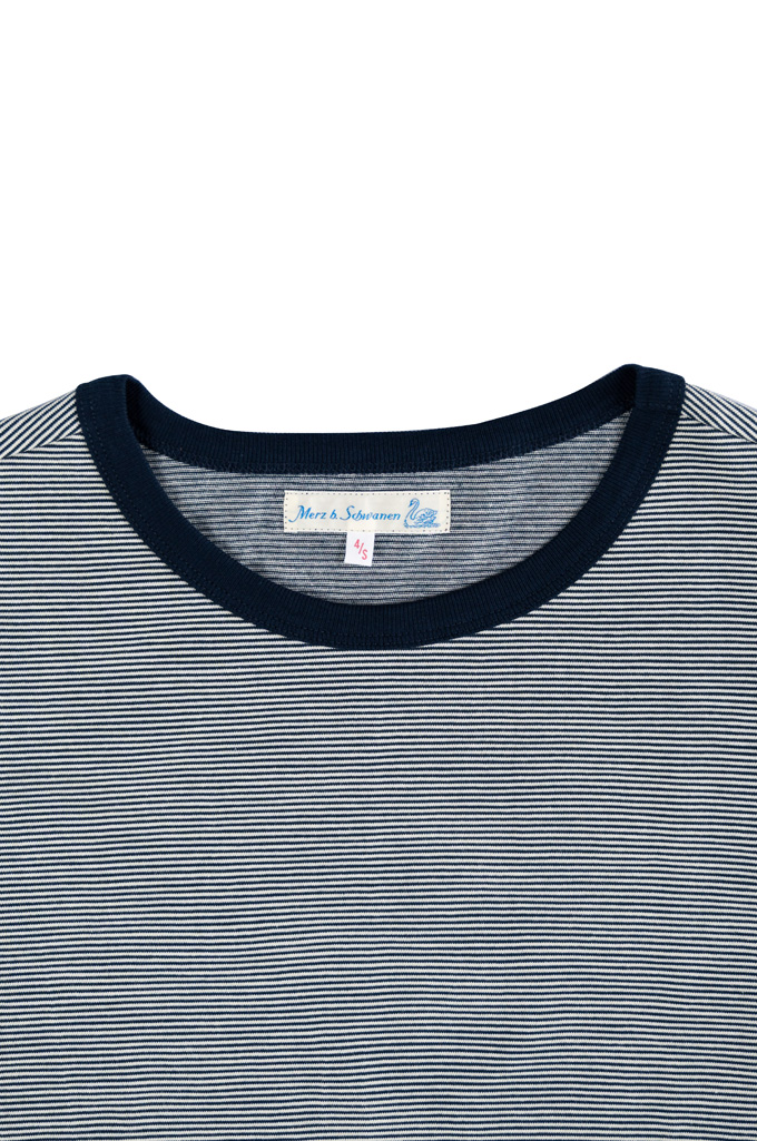 Merz B. Schwanen 2-Thread Heavy Weight T-Shirt - New Fine Blue Stripe - 215.6602 - Image 2