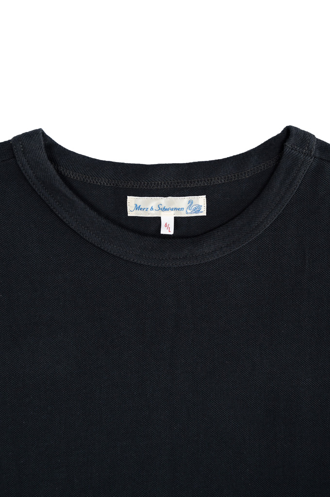 Merz b. Schwanen 2-Thread Heavyweight T-Shirt - Cotton Pique Charcoal - 214PK.98 - Image 4