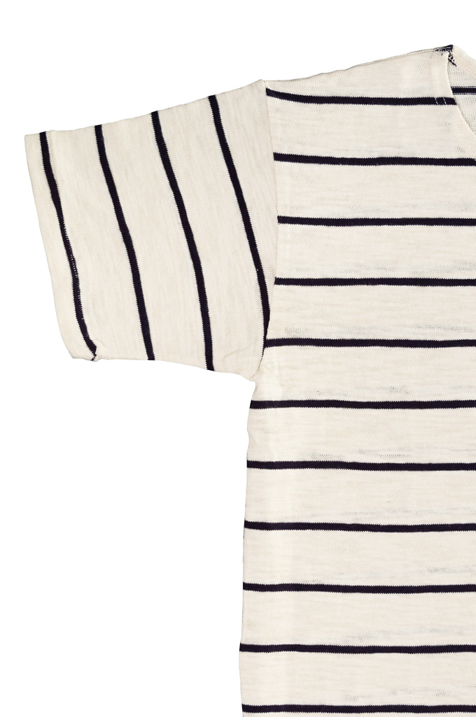 Warehouse Duckdigger Striped T-Shirt - Off-White - Image 1