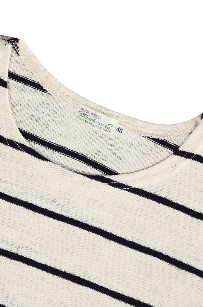 Warehouse Duckdigger Striped T-Shirt - Off-White