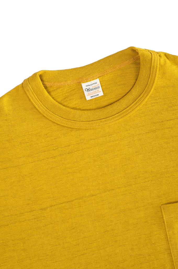 Warehouse Slub Cotton T-Shirt - Mustard w/ Pocket - Image 2