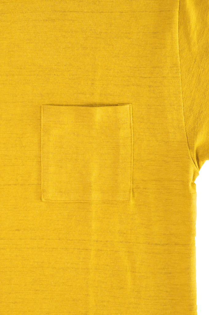 Warehouse Slub Cotton T-Shirt - Mustard w/ Pocket - Image 3