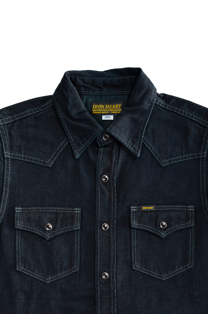 Iron Heart 10oz Western Shirt - IHSH-321-OD - Indigo Overdyed Black - Image 5
