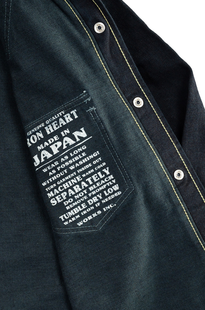 Iron Heart 10oz Western Shirt - IHSH-321-OD - Indigo Overdyed Black - Image 12