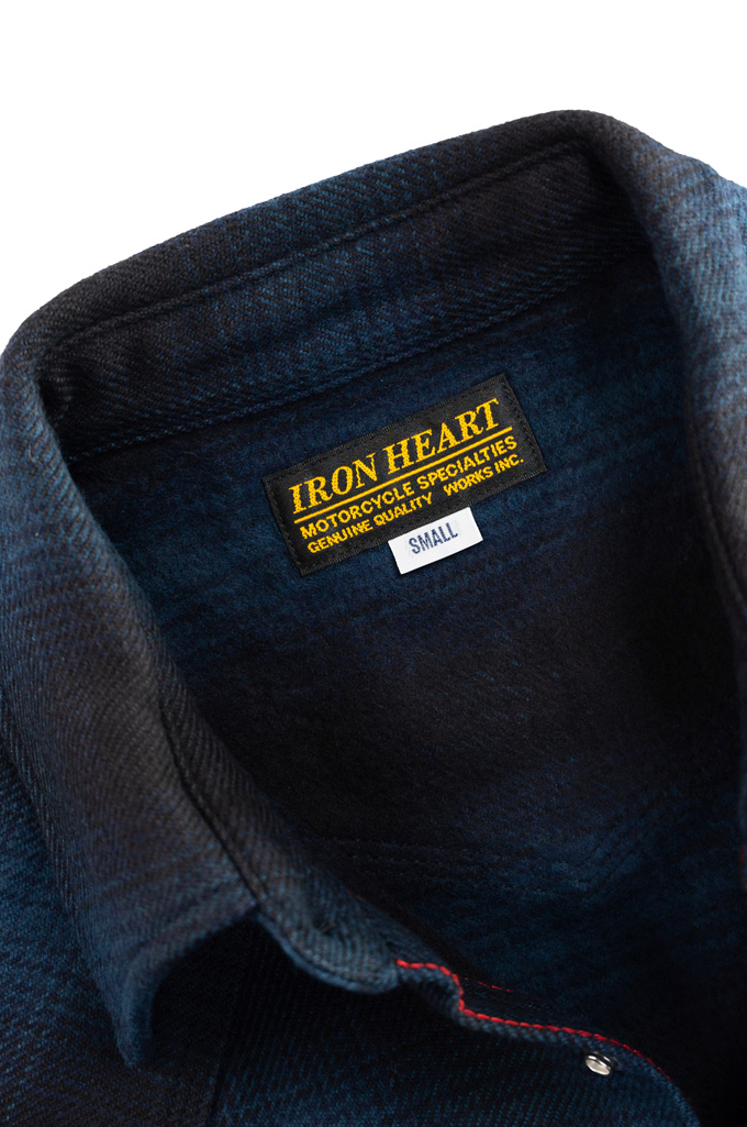 Iron Heart Ultra-Heavy Flannel - IHSH-264-NAV - Navy/Black Ombre Check - Image 5