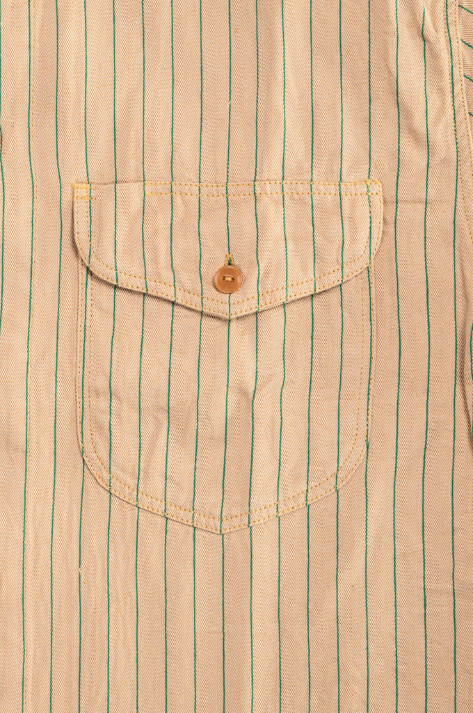 Sugar Cane “Coke Stripe” Factory Shirt - Khaki - Image 2