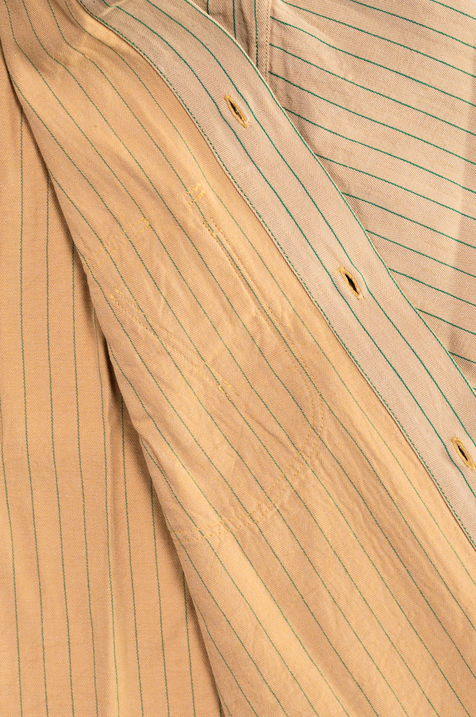 Sugar Cane “Coke Stripe” Factory Shirt - Khaki - Image 8