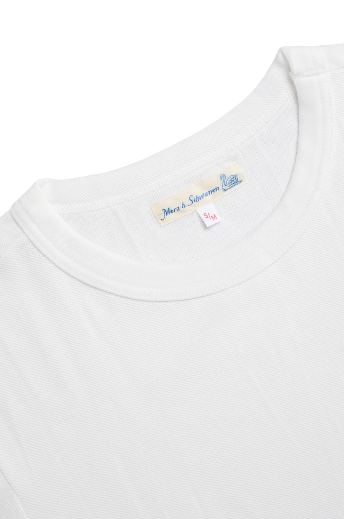 Merz b. Schwanen 2-Thread Heavyweight T-Shirt - Cotton Pique White - Image 3