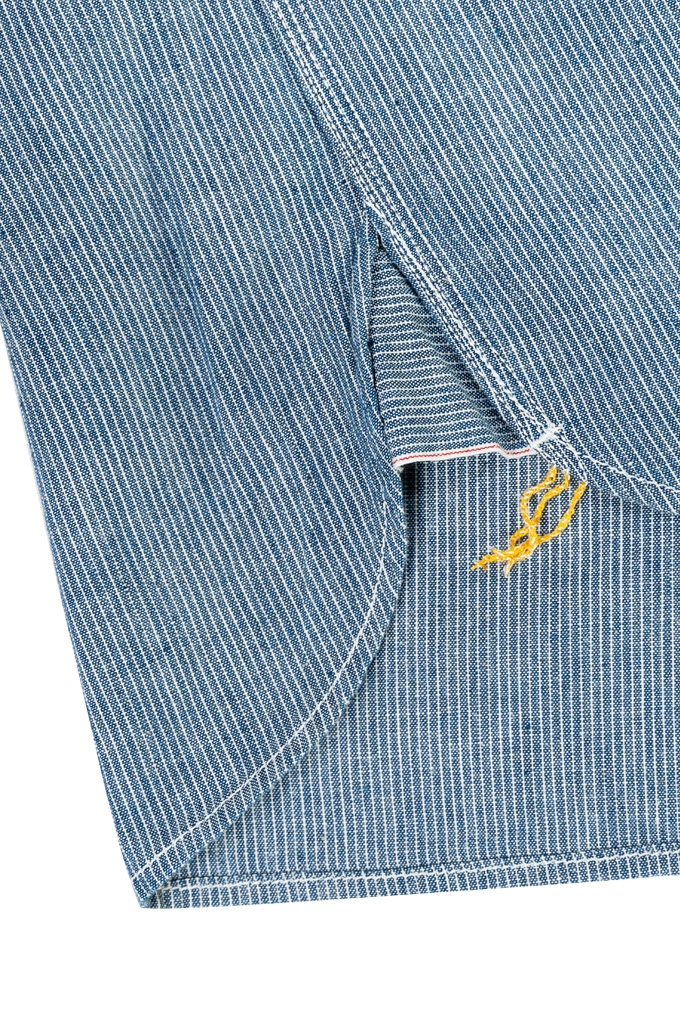 Iron Heart Short Sleeve Shirt - Pinstripe Chambray - Image 4