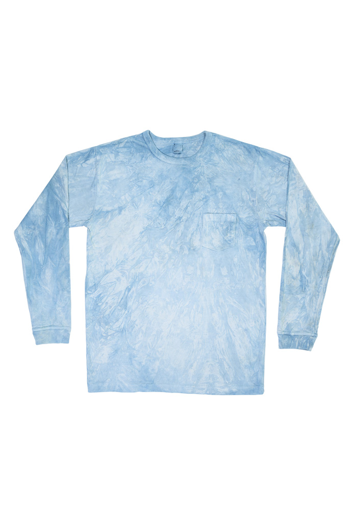 3sixteen Garment Dyed T-Shirt - Long Sleeve Natural Indigo Crumple Dyed - Image 0