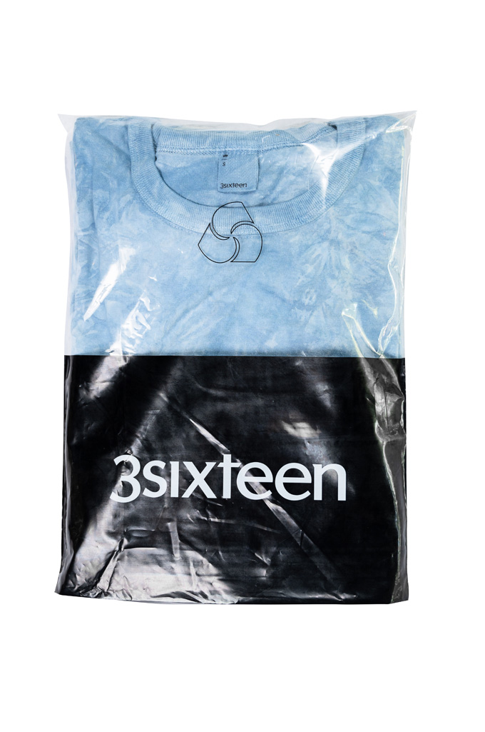 3sixteen Garment Dyed T-Shirt - Long Sleeve Natural Indigo Crumple 