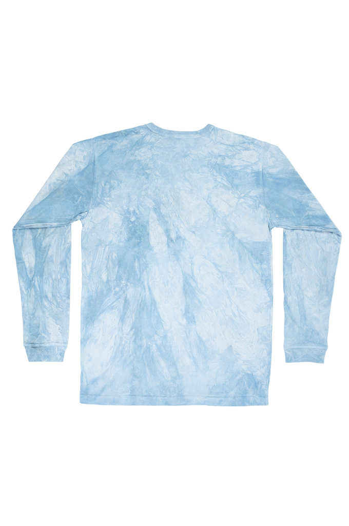 3sixteen Garment Dyed T-Shirt - Long Sleeve Natural Indigo Crumple Dyed - Image 6