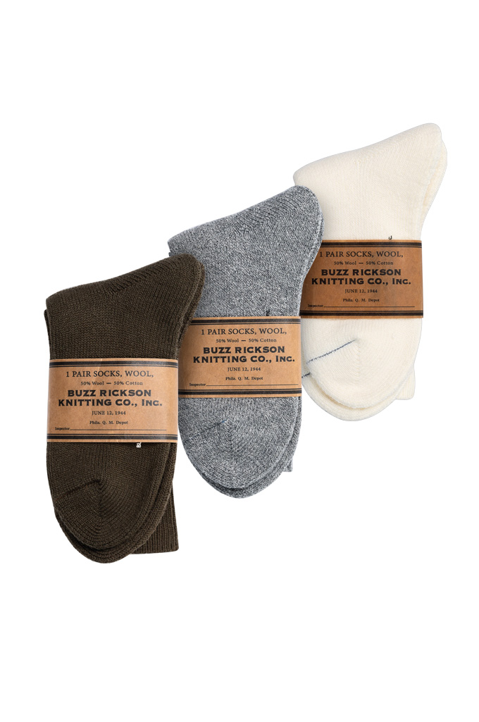 Buzz Rickson US Gov. Issue WWII Wool/Cotton Socks
