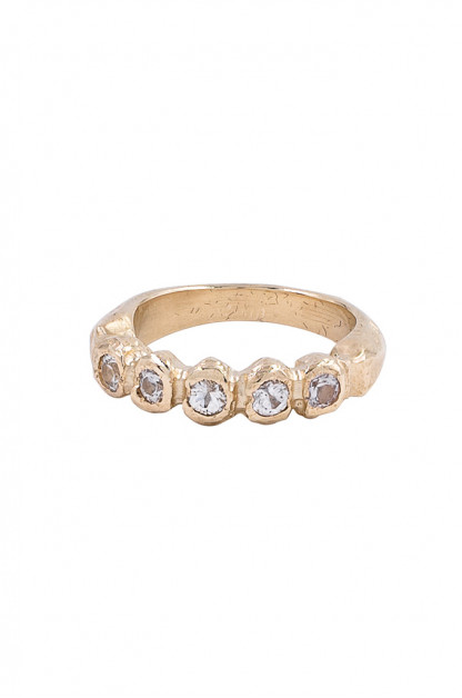 Eskhaton 9k Yellow Gold &amp; White Sapphire Ring - Gypsy