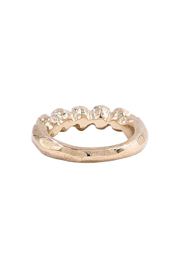 Eskhaton 9k Yellow Gold & White Sapphire Ring - Gypsy