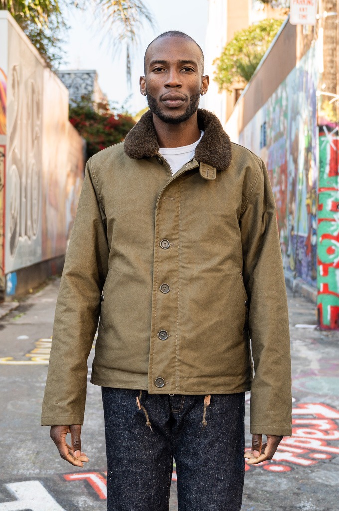 Iron Heart Alpaca-Lined N-1 Deck Jacket - Olive Oiled