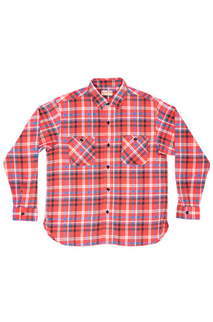 Sugar Cane Twill Check Flannel Shirt - Lot. 28956 - Red