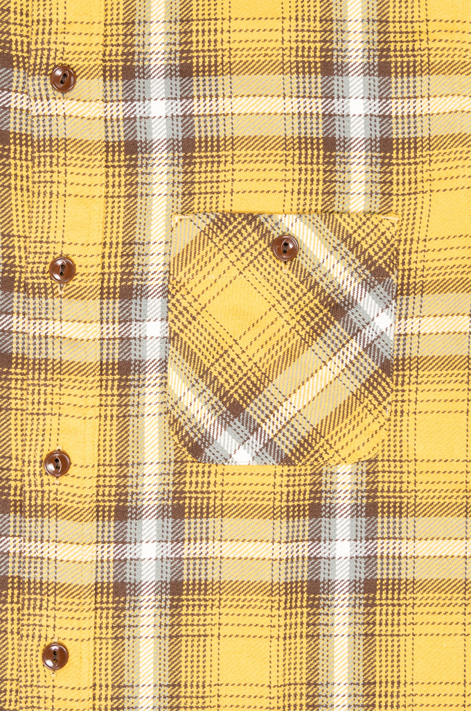 Sugar Cane Twill Check Flannel Shirt - Lot. 28957 - Yellow