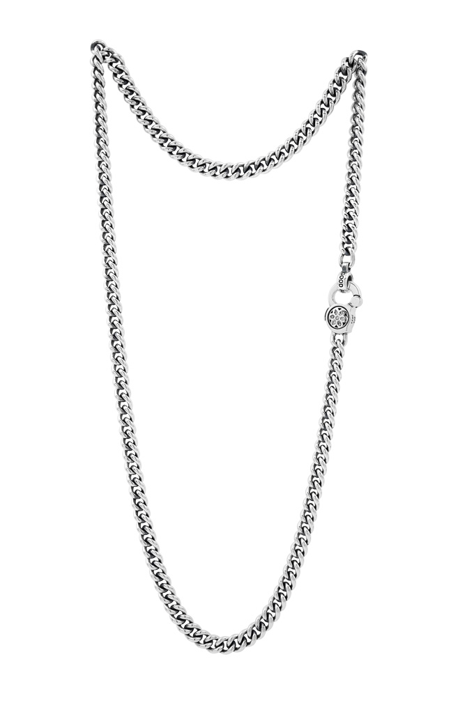 Good Art #3/AA Curb Chain Necklace w/ White Diamonds