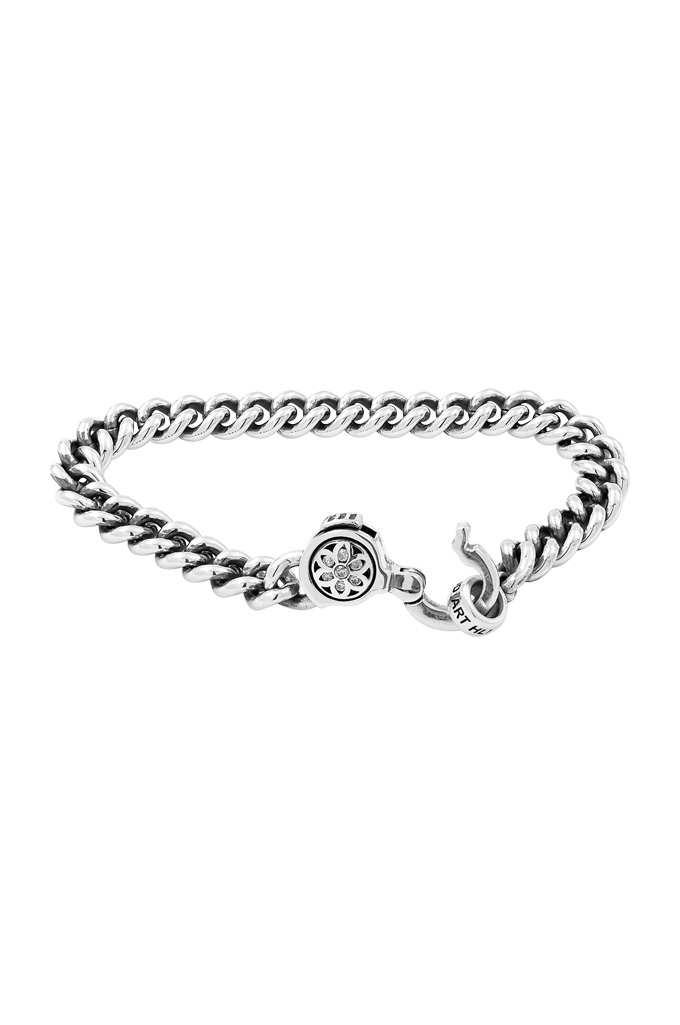 Good Art #4/A Curb Chain Bracelet w/ White Diamonds