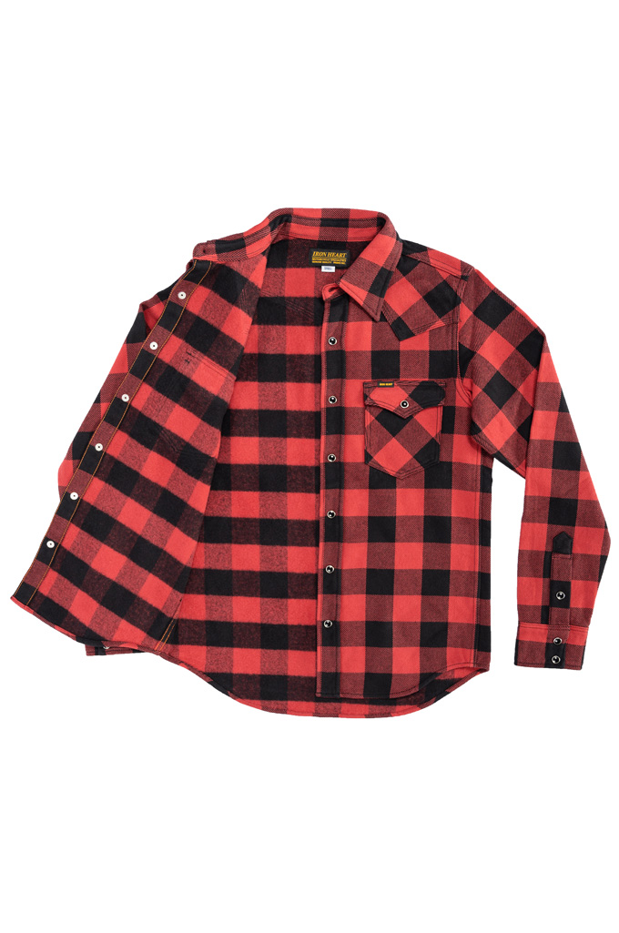 Iron Heart Ultra-Heavy Flannel - IHSH-232-RED - Buffalo Check Red/Black Western
