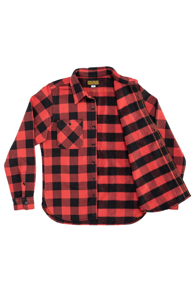 Iron Heart Ultra-Heavy Flannel - IHSH-244-RED - Buffalo Check Red/Black Workshirt
