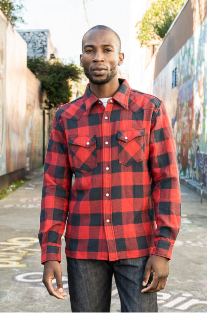 Flat Head &quot;Neos Kosmos&quot; Heavy Winter Flannel - Red/Light Black