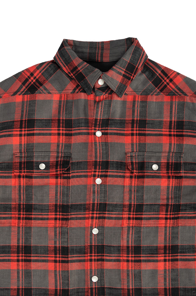 Rick Owens DRKSHDW Outershirt - Made in Japan Heavy Red Flannel - Image 5
