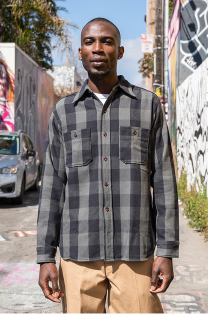 Warehouse &quot;5-HYDROXY-TRYPTAMINE&quot; Winter Flannel - Charcoal