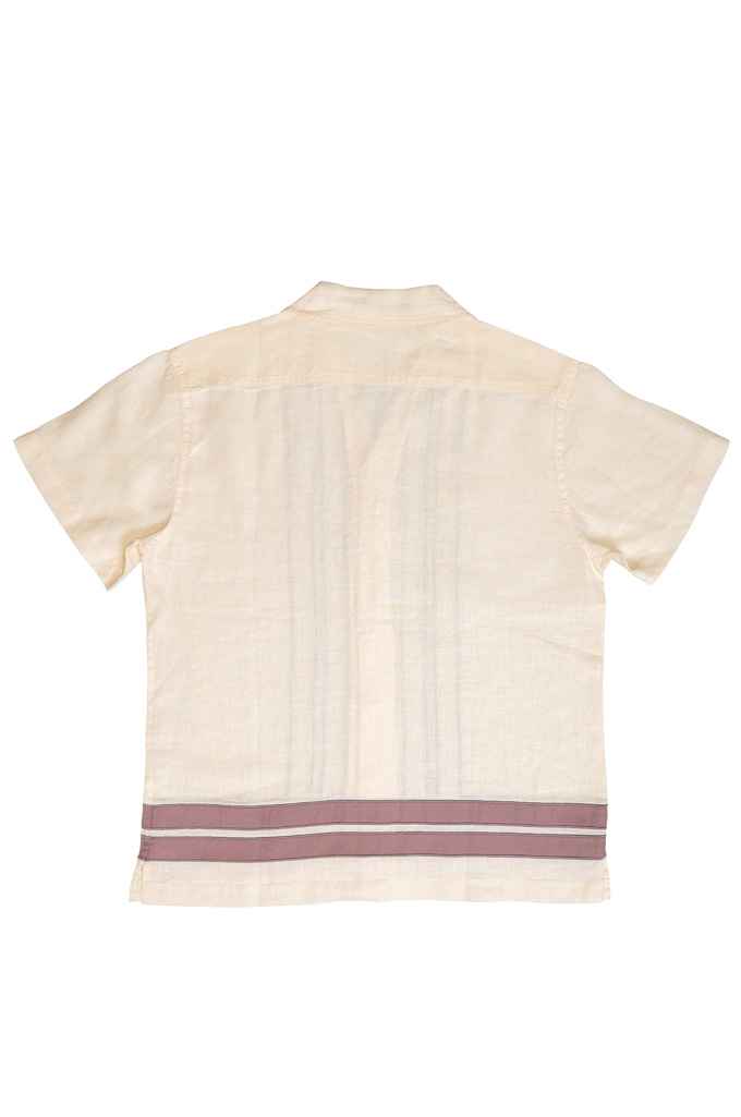 3sixteen Leisure Shirt - Natural/Mauve Border Stripe