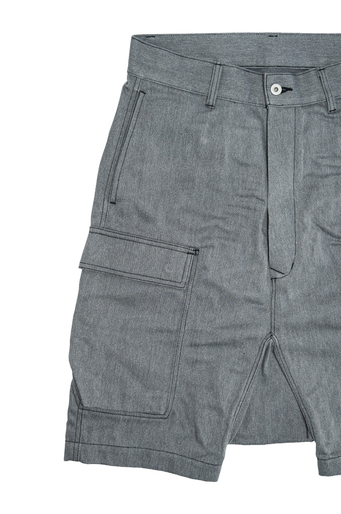 Rick Owens DRKSHDW Pods Cargo Shorts - Made In Japan 12oz Gray Denim