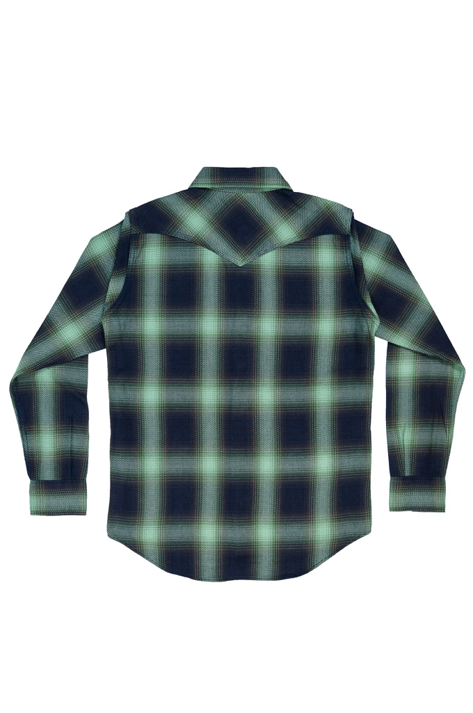 Iron Heart 9oz Selvedge Ombre Check Western - IHSH-348-GRN - Green
