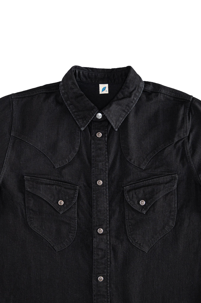Pure Blue Japan Western Snap Shirt - 8oz Double Black Denim