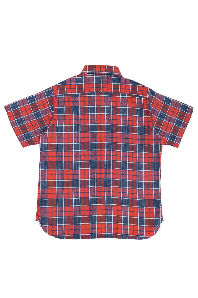 Sugar Cane Short Sleeve Shirt - Red Cotton/Linen Dobby Check
